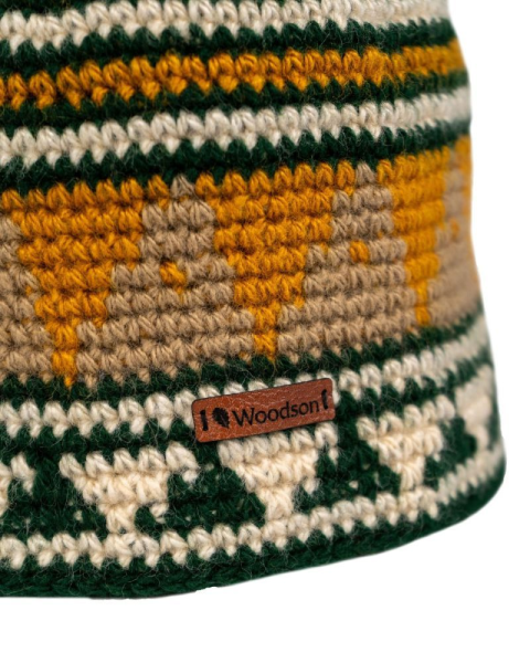 Шапка вязаная для бани Woodson Viking, орнамент, без косичек (жёлтый) — изображение 3