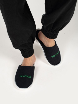 Тапочки Woodson, вафельные с закрытым мысом (43-46), чёрный цвет