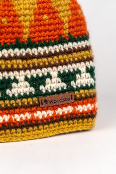 Шапка вязаная для бани Woodson Viking, орнамент, без косичек (оранжевый) — изображение 3