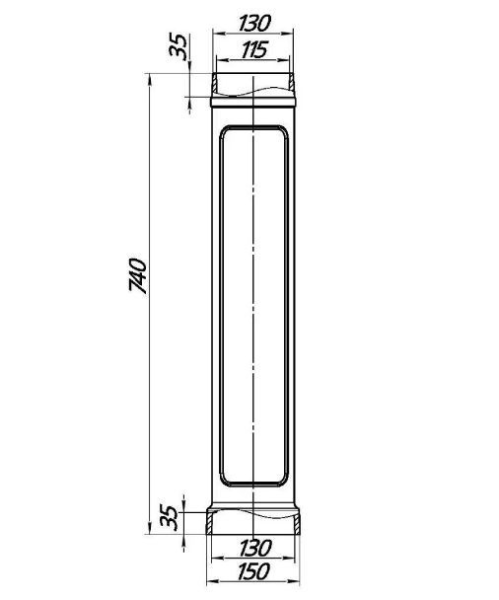 Чугунный дымоход D 115 L 740 (цв. черный) — изображение 2